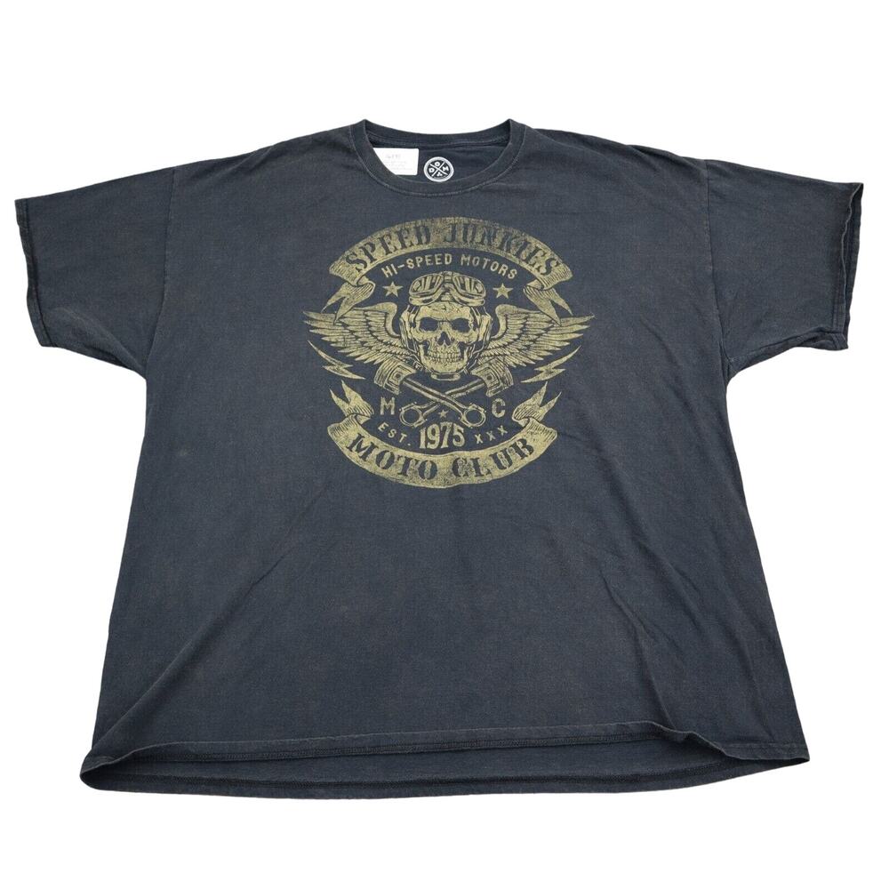 ODM Shirt Mens 3XL Black Short Sleeve Crew Neck Graphic Casual T Shirt